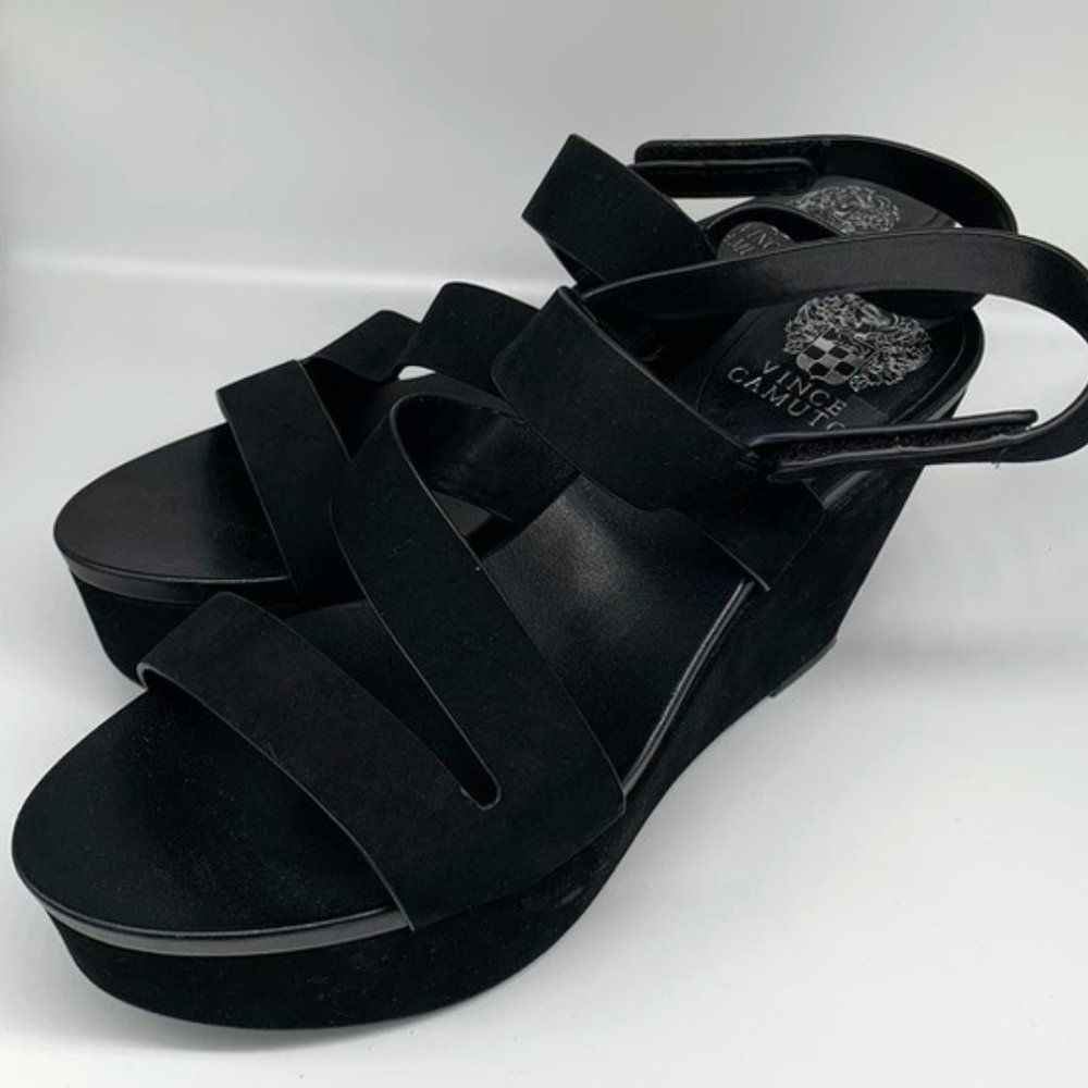 Vince Camuto black platform sandals wedge
